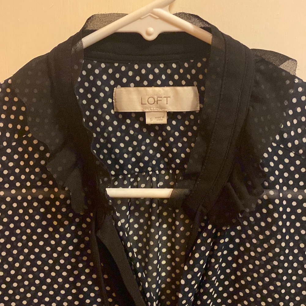Long sleeve/sheer Loft polka dot blouse (size small)